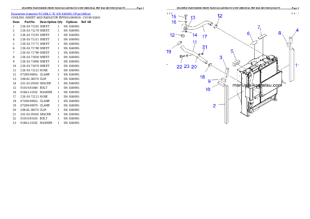 Protected: PC160LC-7K S/N K40001-UP Partsbook