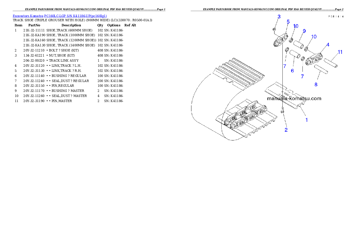 Protected: PC160LC-LGP S/N K41186-UP Partsbook