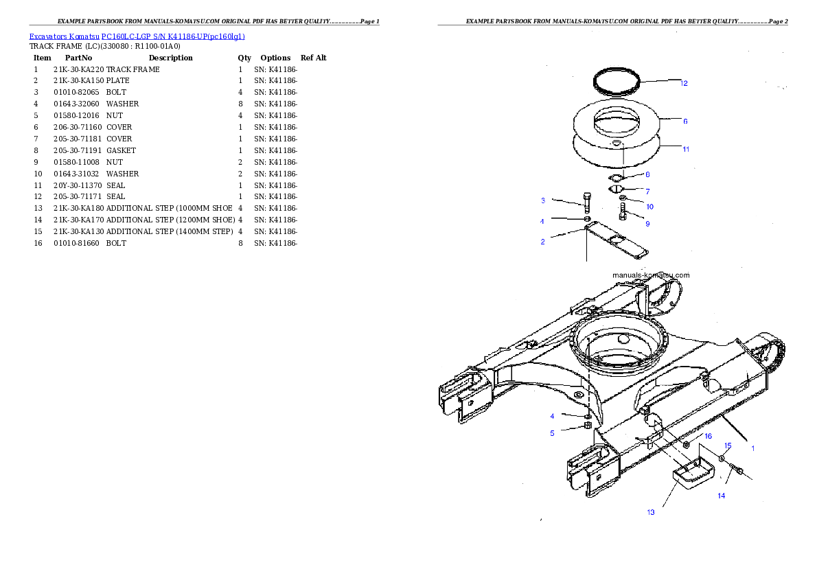 Protected: PC160LC-LGP S/N K41186-UP Partsbook