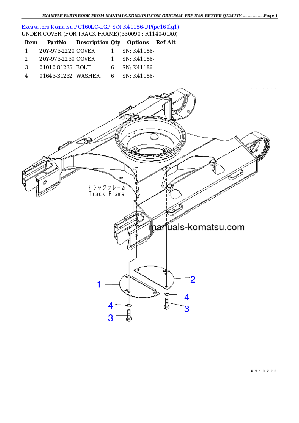 Protected: PC160LC-LGP S/N K41186-UP Partsbook