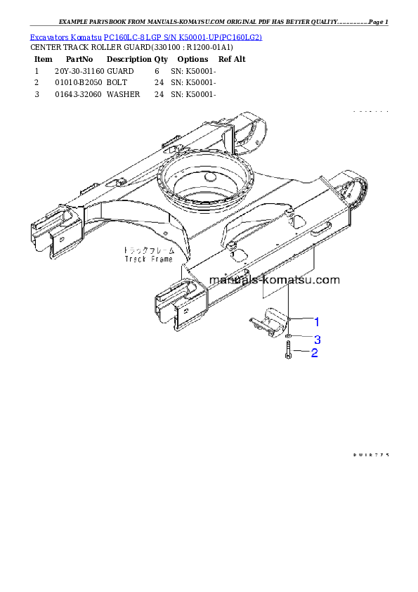 Protected: PC160LC-8 LGP S/N K50001-UP Partsbook