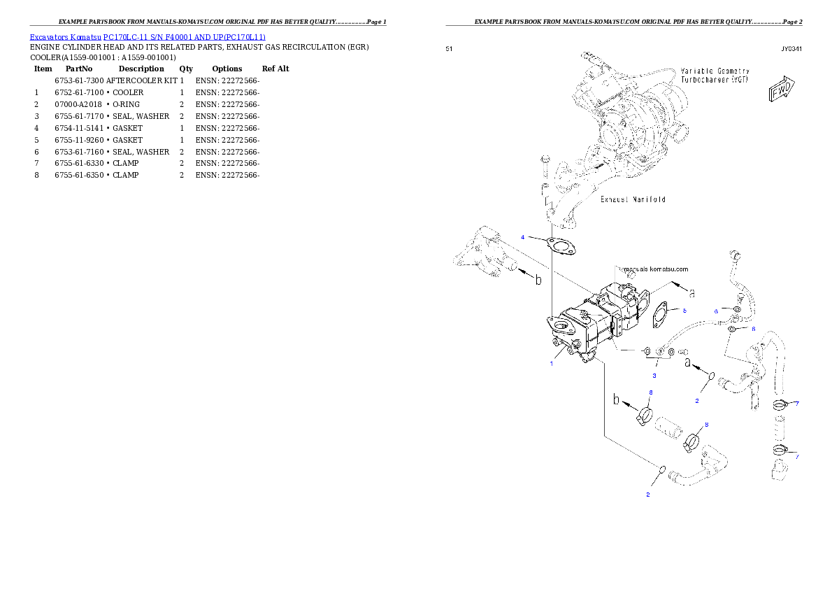Protected: PC170LC-11 S/N F40001 AND UP Partsbook