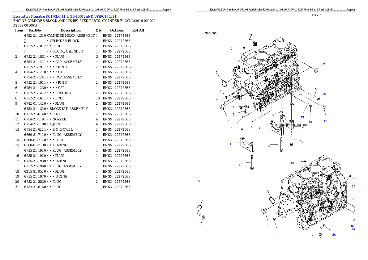 Protected: PC170LC-11 S/N F40001 AND UP Partsbook