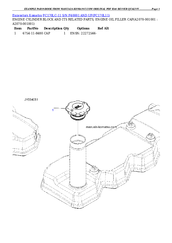 Protected: PC170LC-11 S/N F40001 AND UP Partsbook