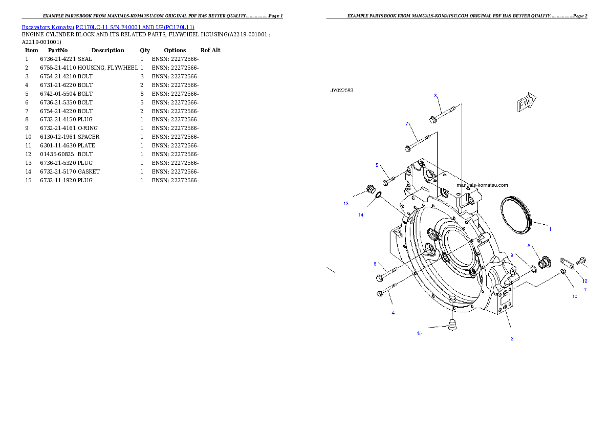 Protected: PC170LC-11 S/N F40001 AND UP Partsbook