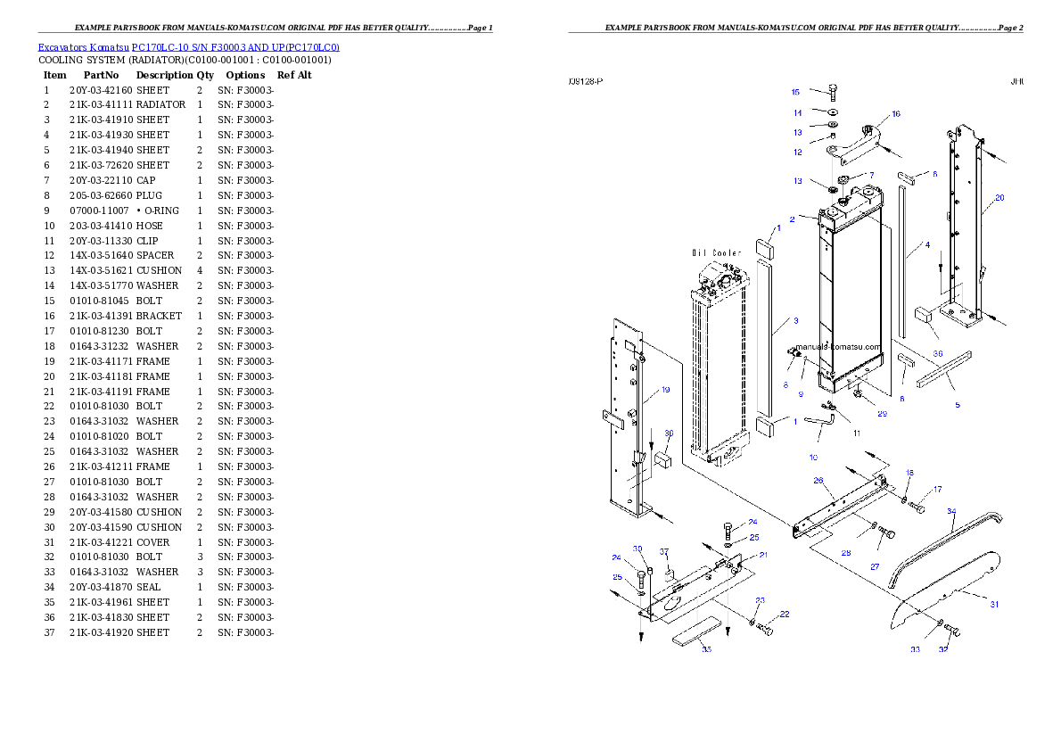 Protected: PC170LC-10 S/N F30003 AND UP Partsbook