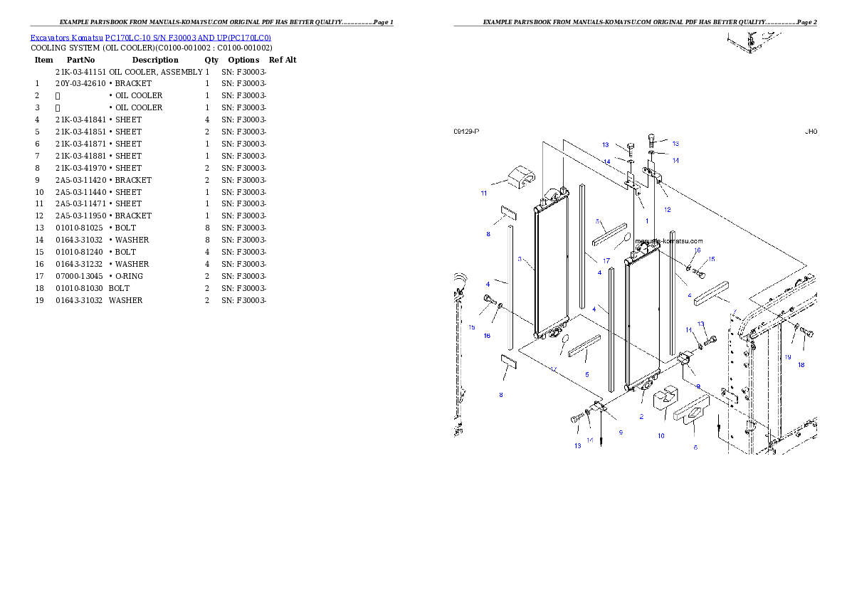 Protected: PC170LC-10 S/N F30003 AND UP Partsbook