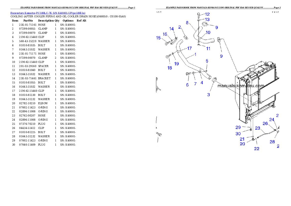 Protected: PC180LC-7K S/N K40001-UP Partsbook