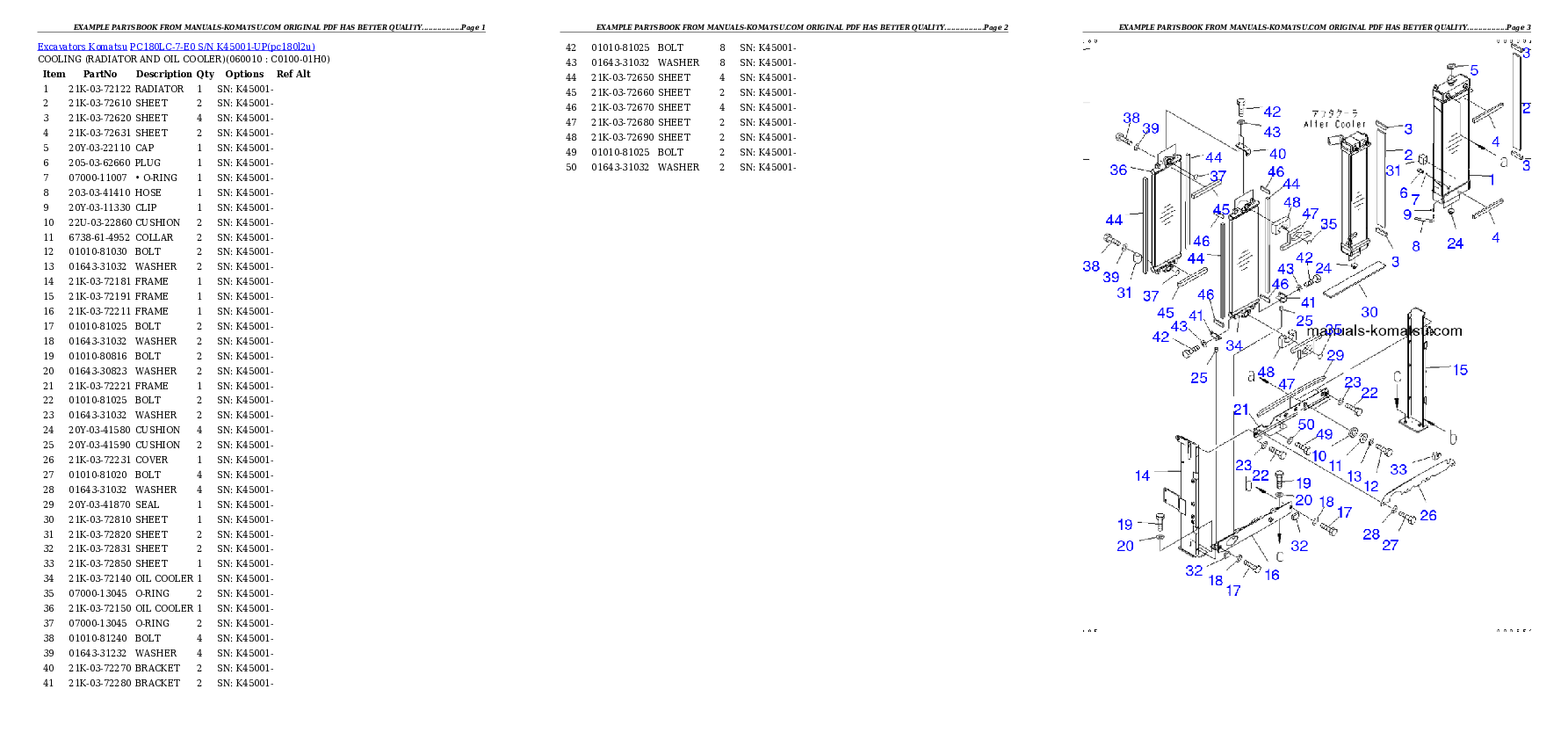 Protected: PC180LC-7-E0 S/N K45001-UP Partsbook