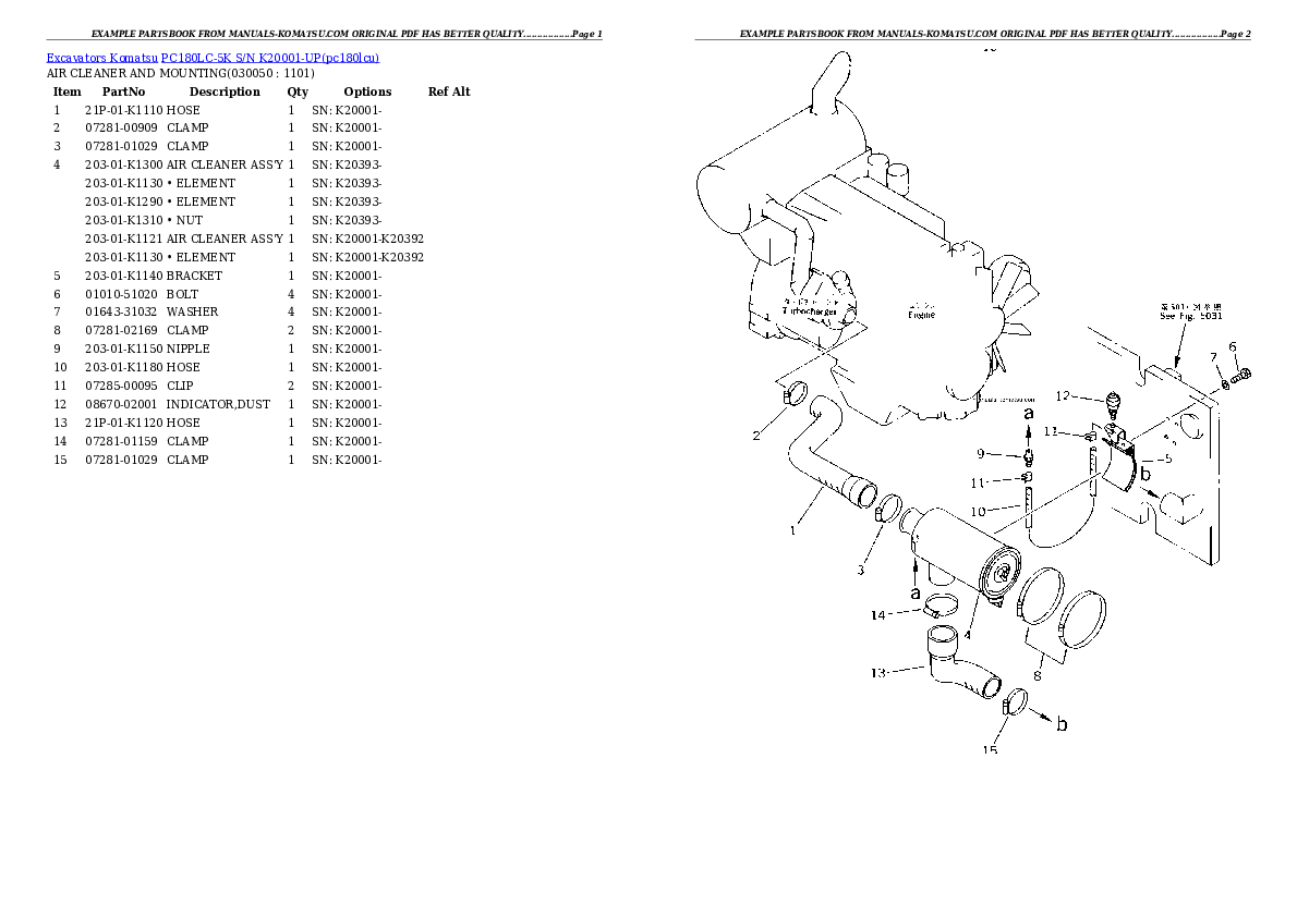Protected: PC180LC-5K S/N K20001-UP Partsbook