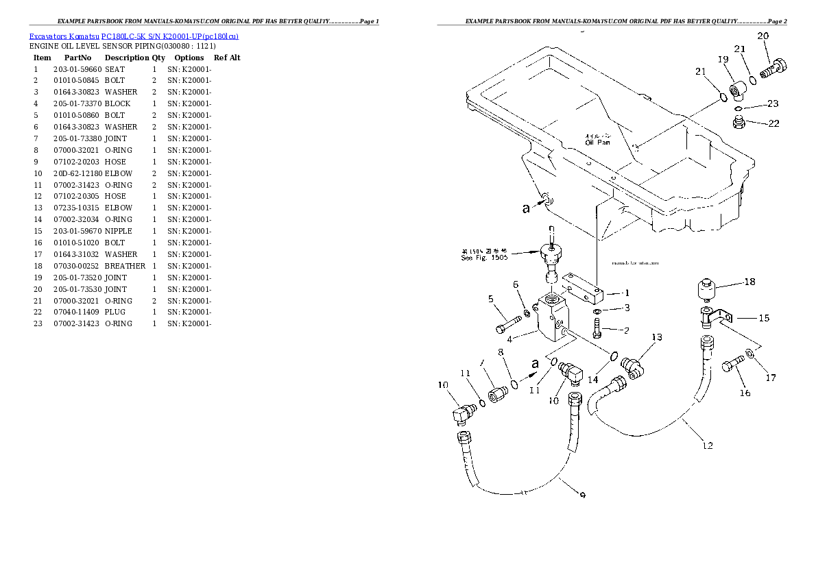 Protected: PC180LC-5K S/N K20001-UP Partsbook