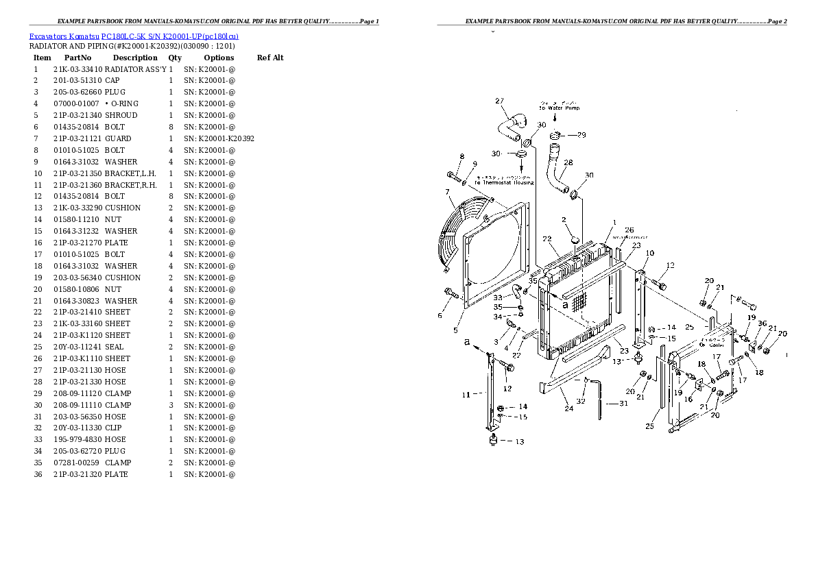 Protected: PC180LC-5K S/N K20001-UP Partsbook