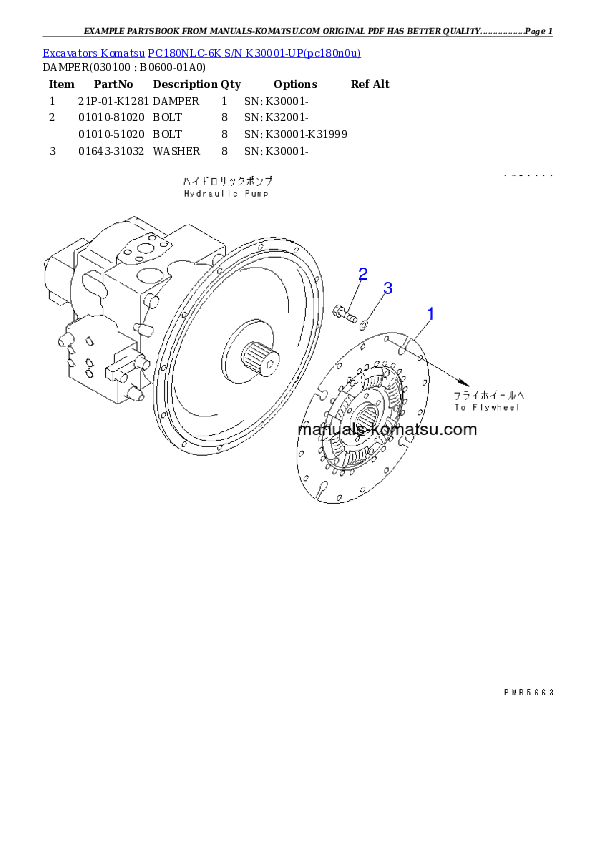 Protected: PC180NLC-6K S/N K30001-UP Partsbook