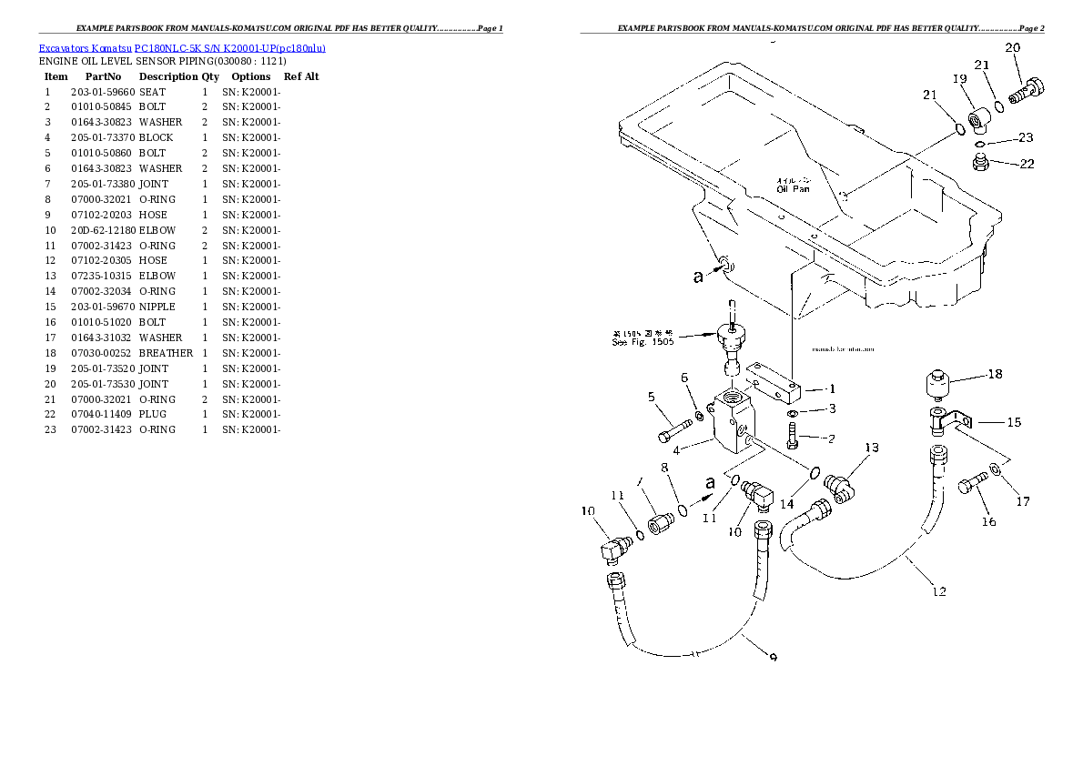 Protected: PC180NLC-5K S/N K20001-UP Partsbook