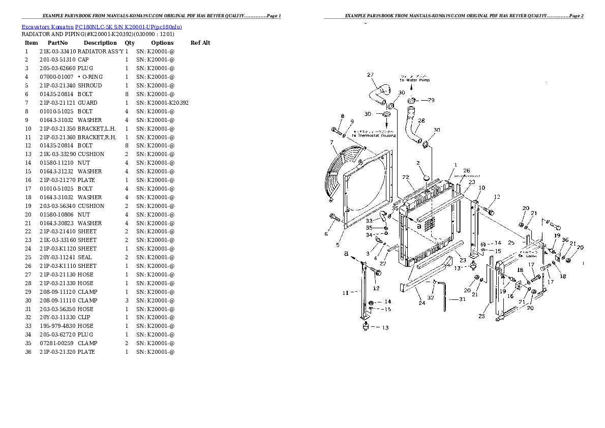 Protected: PC180NLC-5K S/N K20001-UP Partsbook