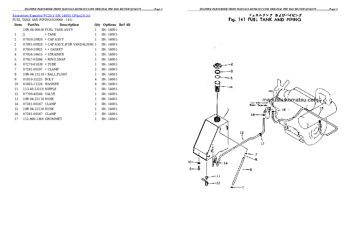 Protected: PC20-3 S/N 14001-UP Partsbook