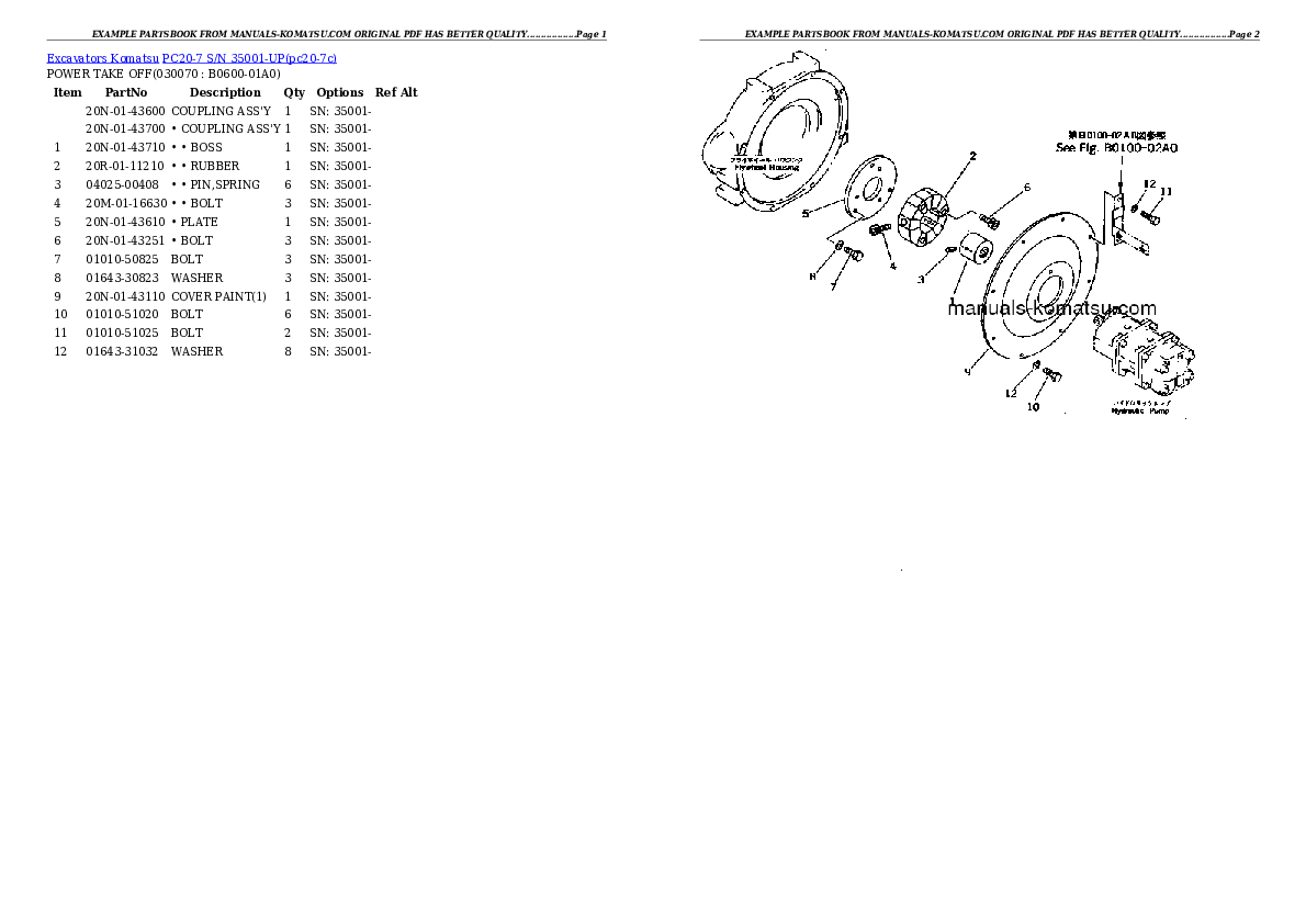 Protected: PC20-7 S/N 35001-UP Partsbook