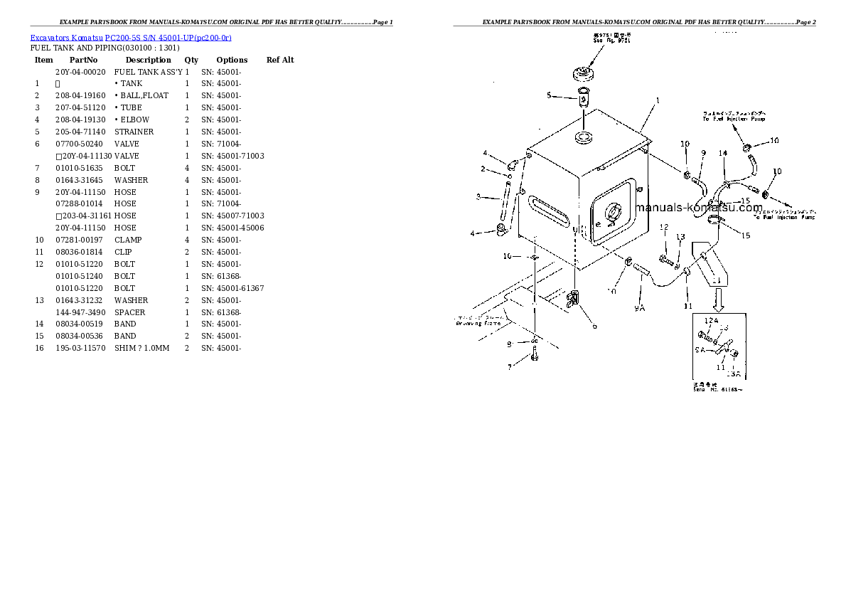 Protected: PC200-5S S/N 45001-UP Partsbook