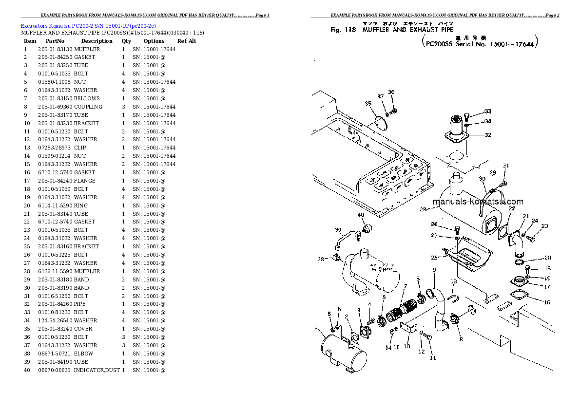Protected: PC200-2 S/N 15001-UP Partsbook