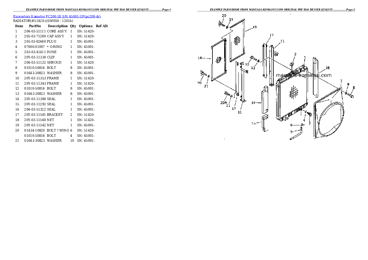 Protected: PC200-5X S/N 45001-UP Partsbook