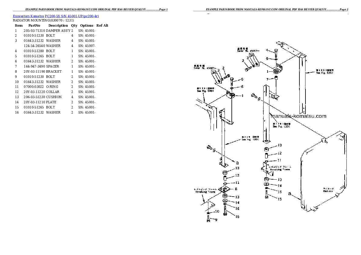 Protected: PC200-5X S/N 45001-UP Partsbook