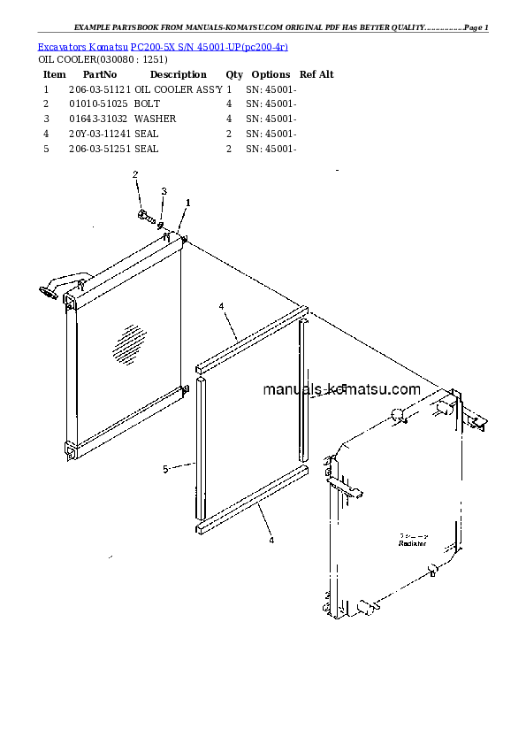 Protected: PC200-5X S/N 45001-UP Partsbook