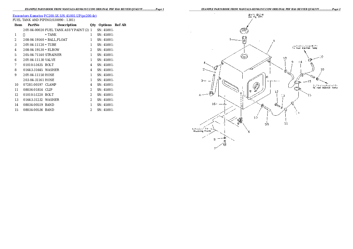 Protected: PC200-5X S/N 45001-UP Partsbook