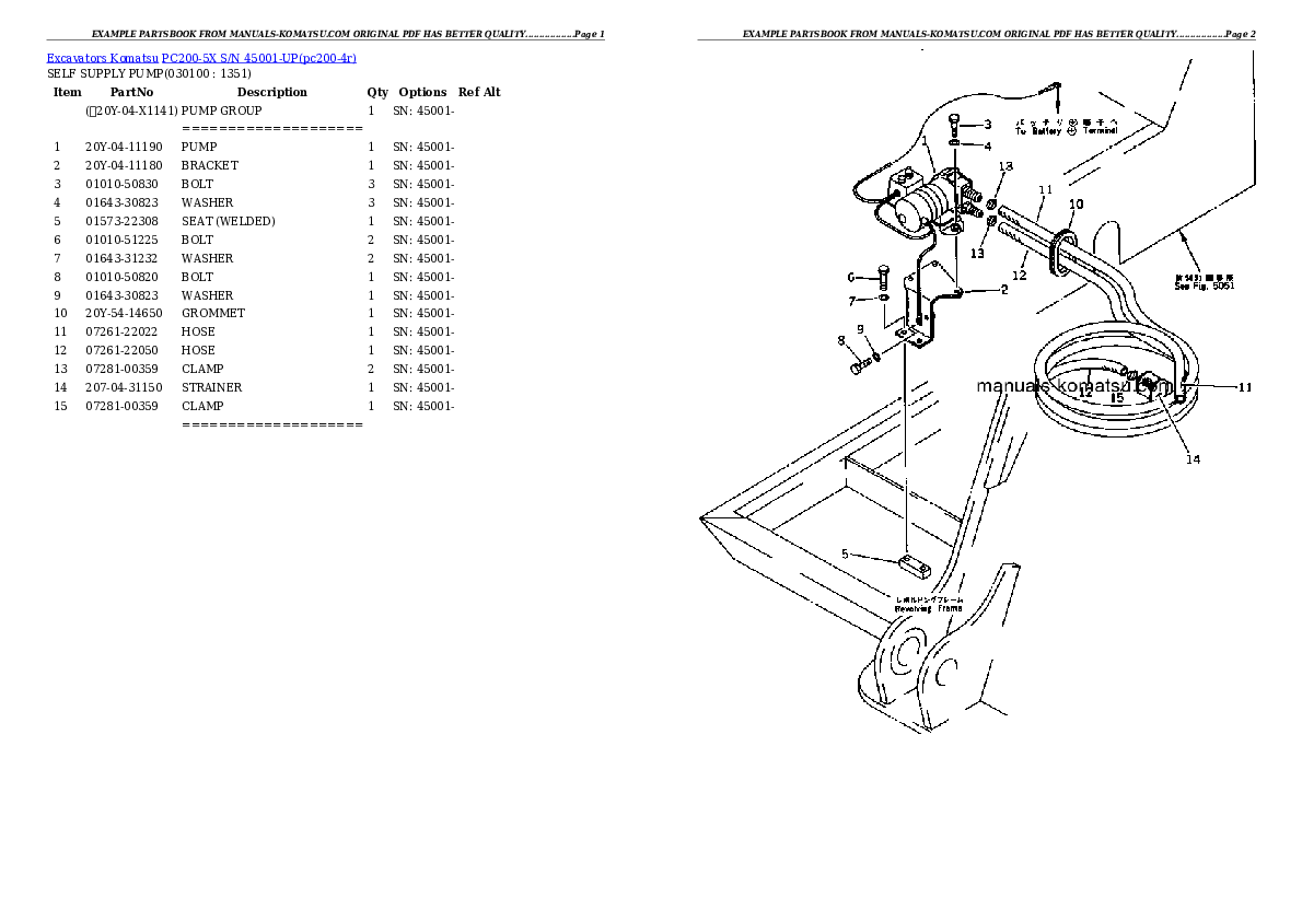 Protected: PC200-5X S/N 45001-UP Partsbook