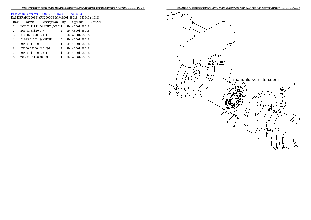 Protected: PC200-5 S/N 45001-UP Partsbook