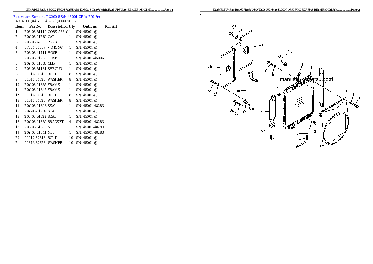 Protected: PC200-5 S/N 45001-UP Partsbook