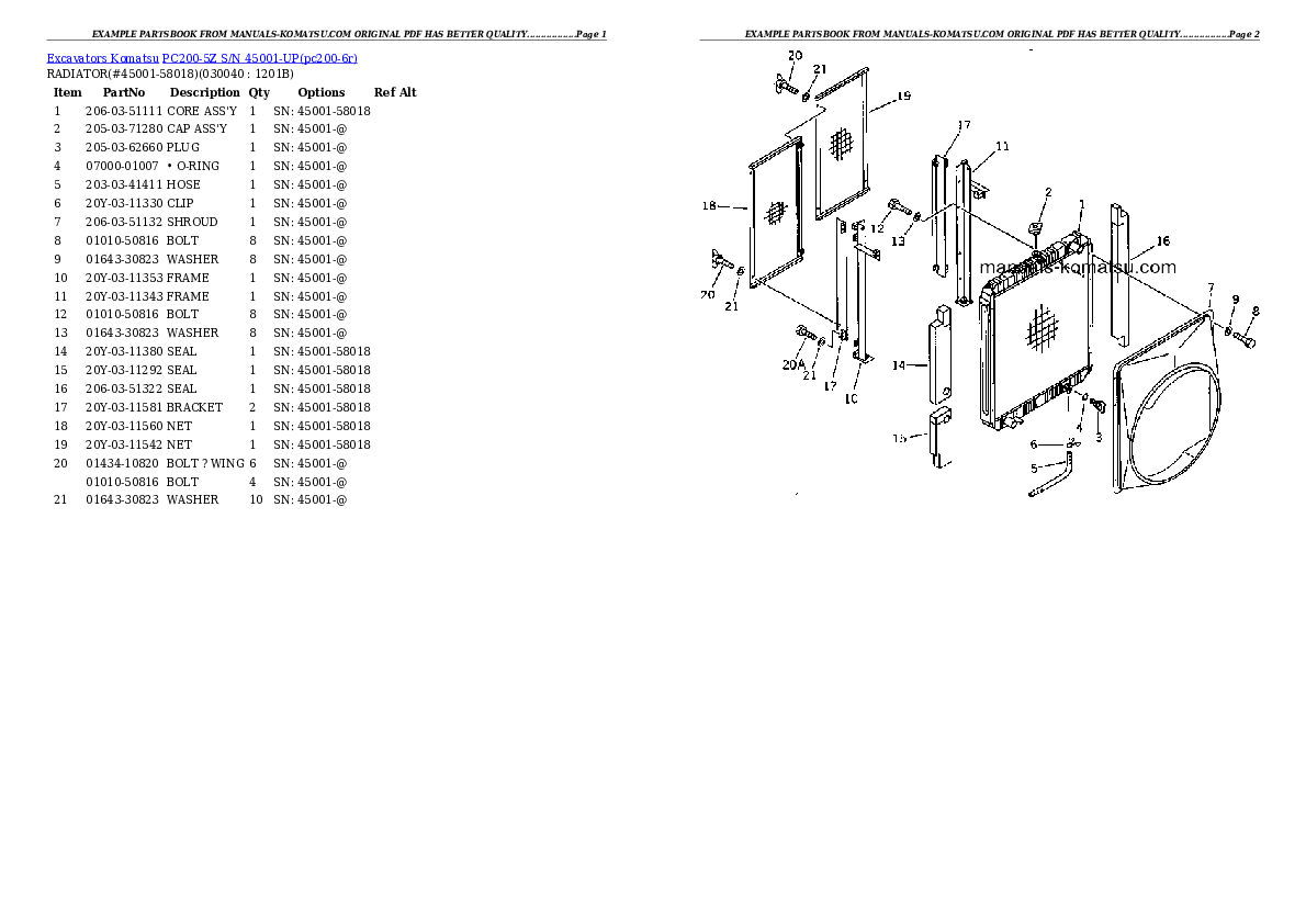 Protected: PC200-5Z S/N 45001-UP Partsbook