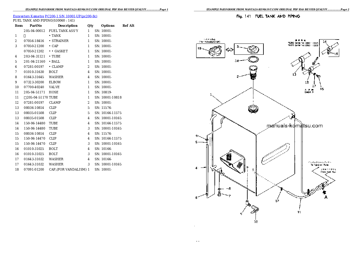 Protected: PC200-1 S/N 10001-UP Partsbook