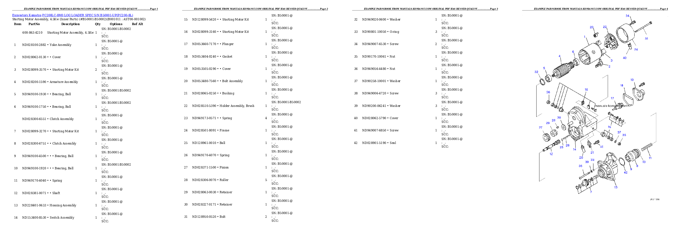 Protected: PC200LC-8M0 LOG LOADER SPEC S/N B50001-UP Partsbook