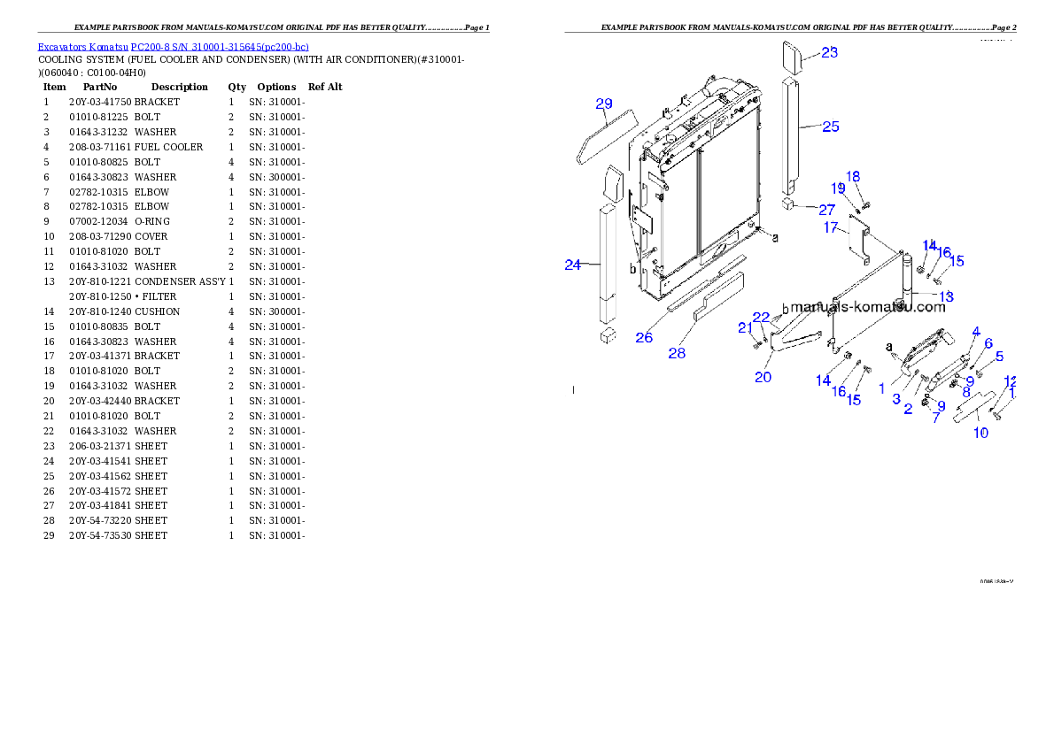 Protected: PC200-8 S/N 310001-315645 Partsbook