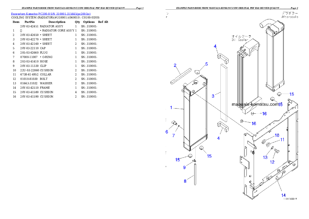 Protected: PC200-8 S/N 310001-315645 Partsbook