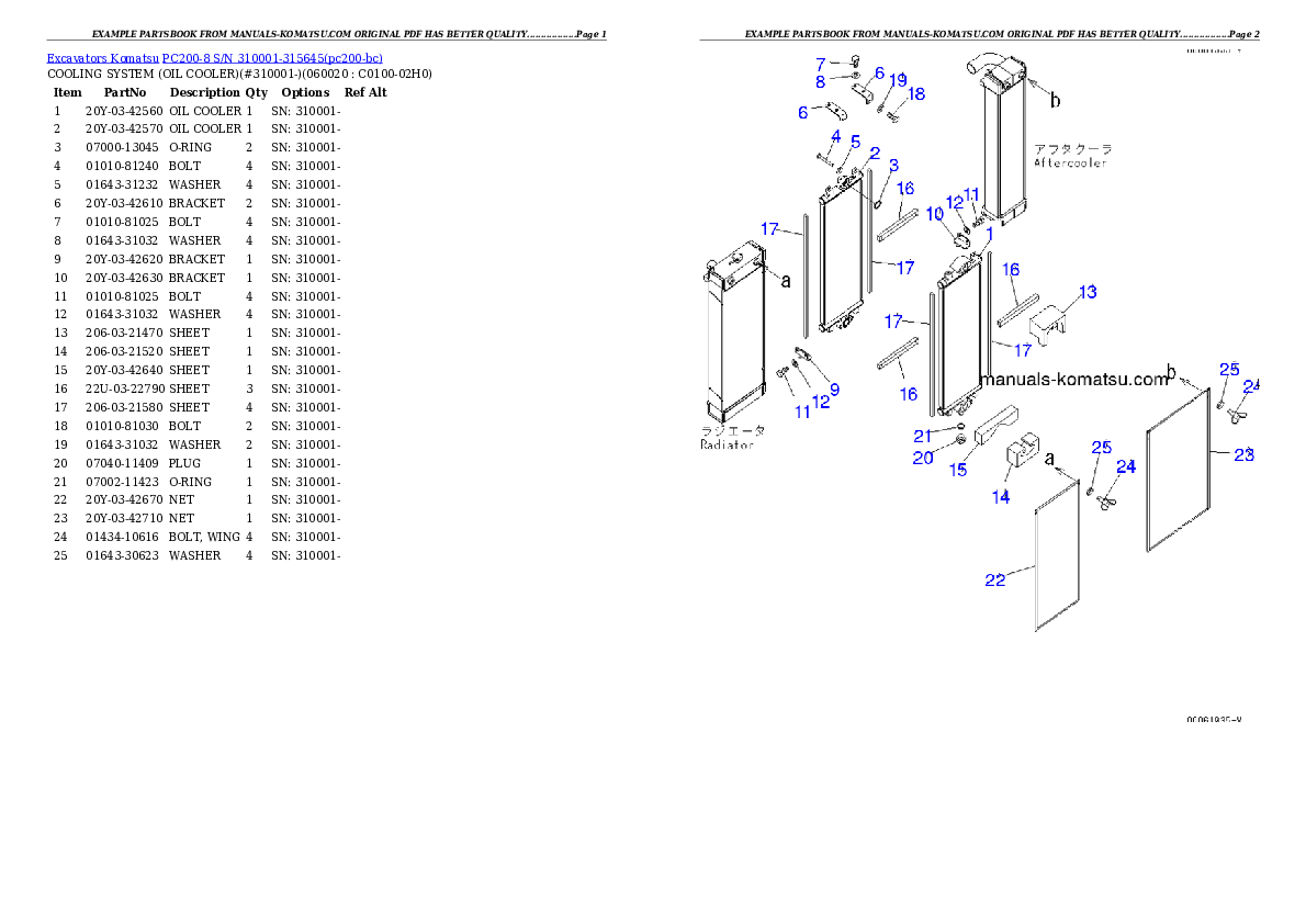 Protected: PC200-8 S/N 310001-315645 Partsbook