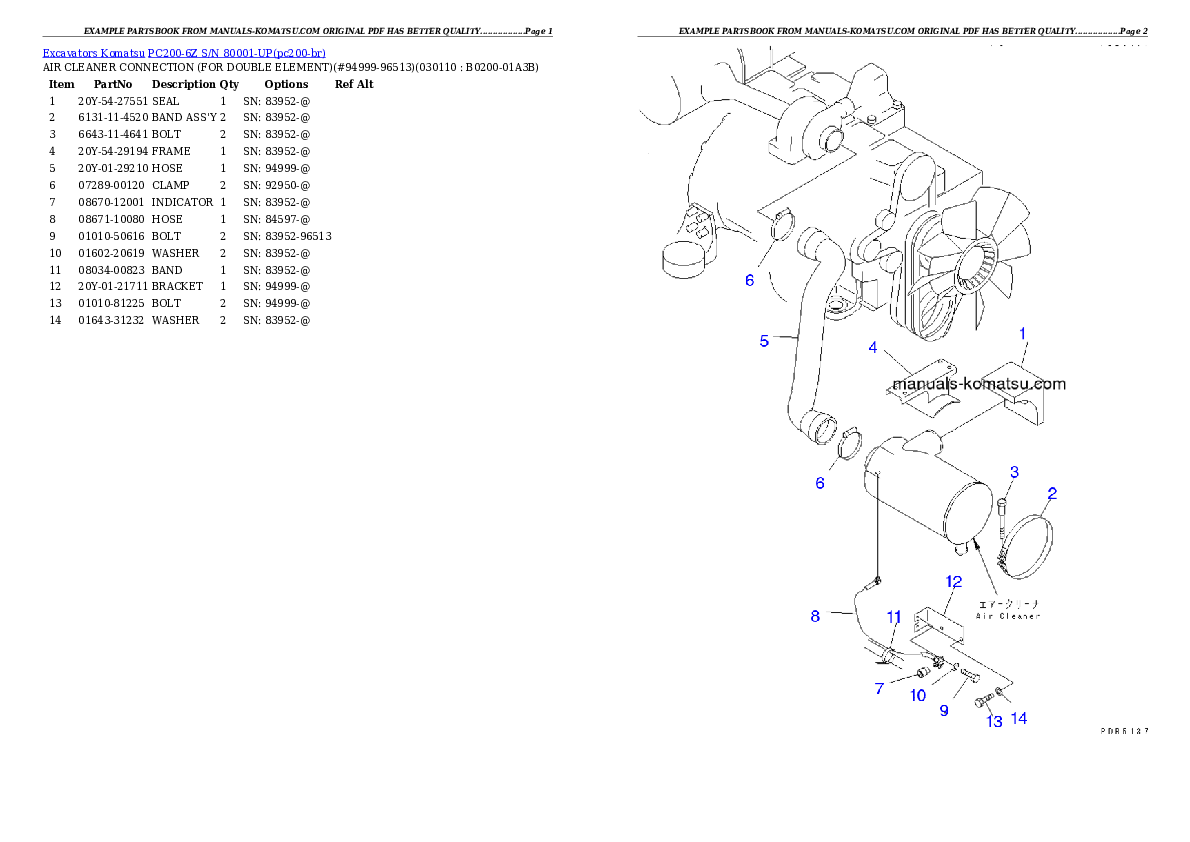 Protected: PC200-6Z S/N 80001-UP (Custom Spec.) Partsbook