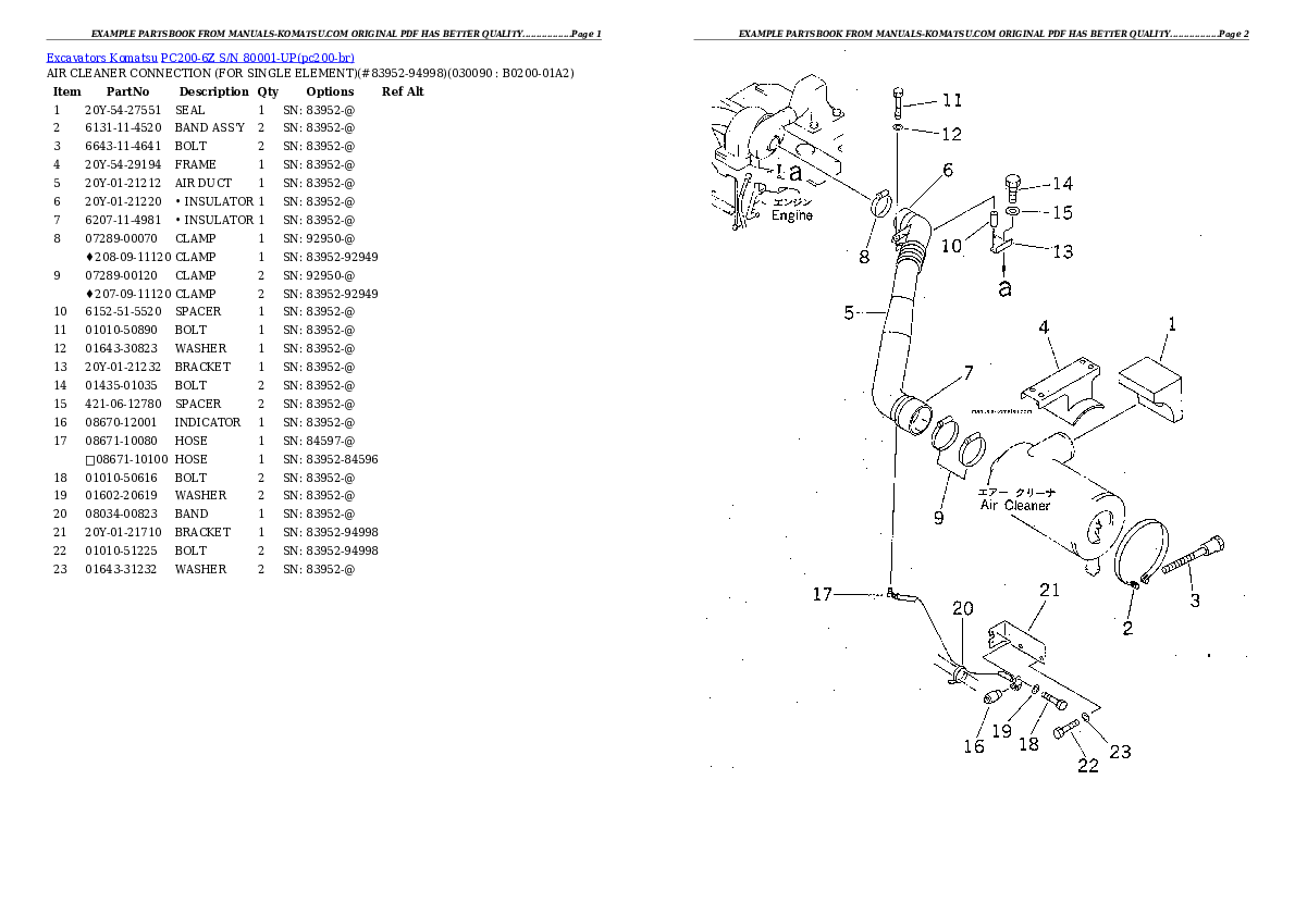 Protected: PC200-6Z S/N 80001-UP (Custom Spec.) Partsbook