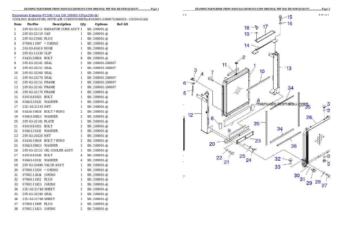 Protected: PC200-7-AA S/N 200001-UP Partsbook