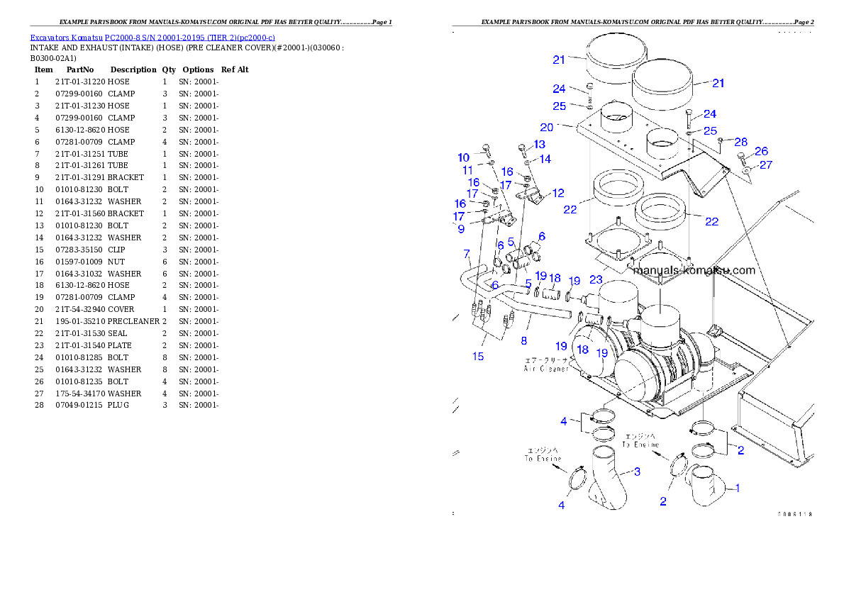 Protected: PC2000-8 S/N 20001-20195 (TIER 2) Partsbook