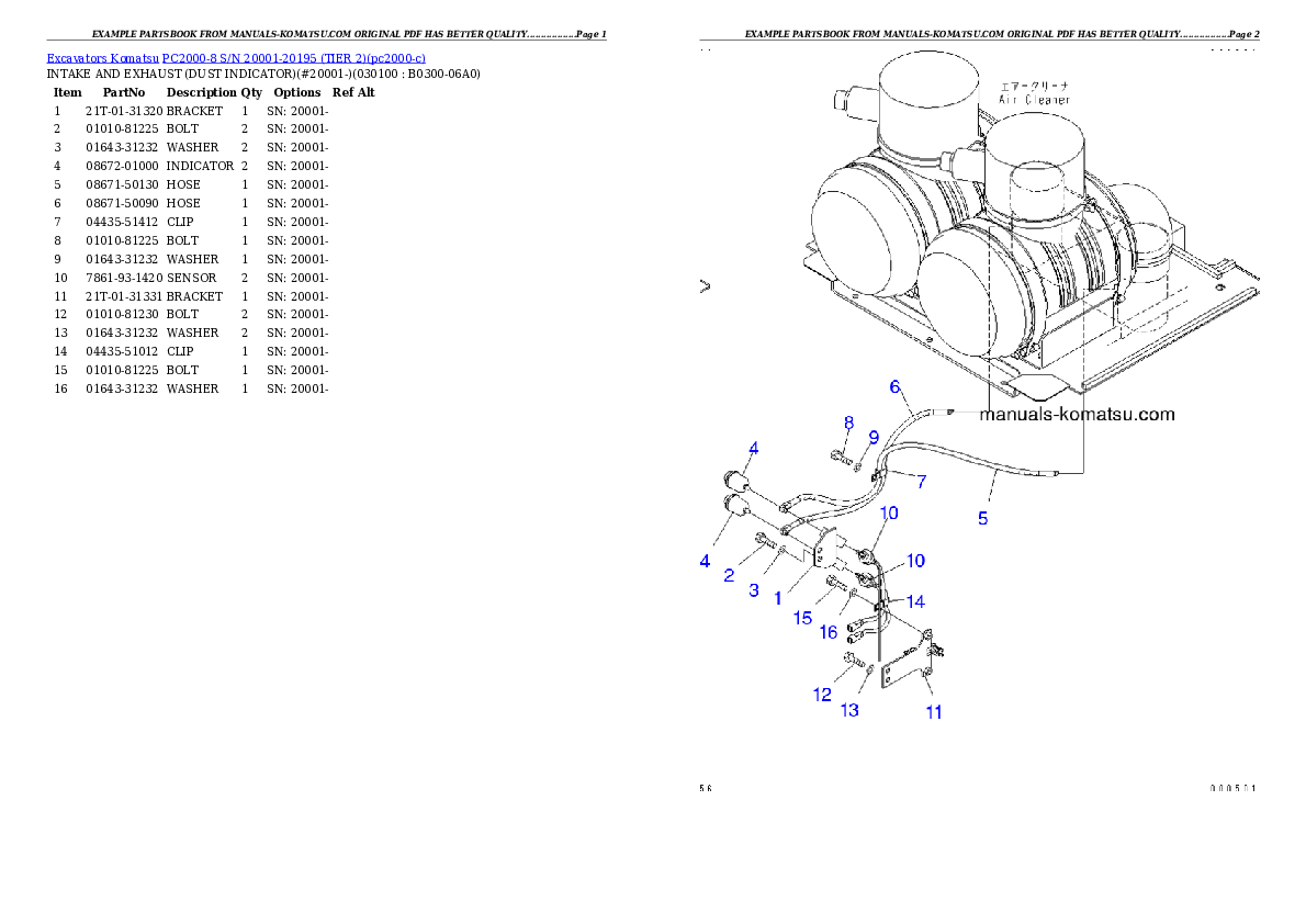 Protected: PC2000-8 S/N 20001-20195 (TIER 2) Partsbook