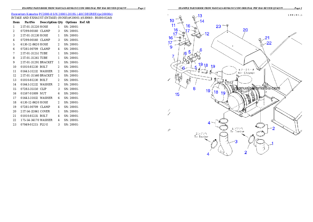 Protected: PC2000-8 S/N 20001-20195 (-40C DEGREE) Partsbook