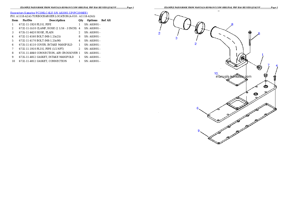 Protected: PC200LC-6LE S/N A83001-UP Partsbook