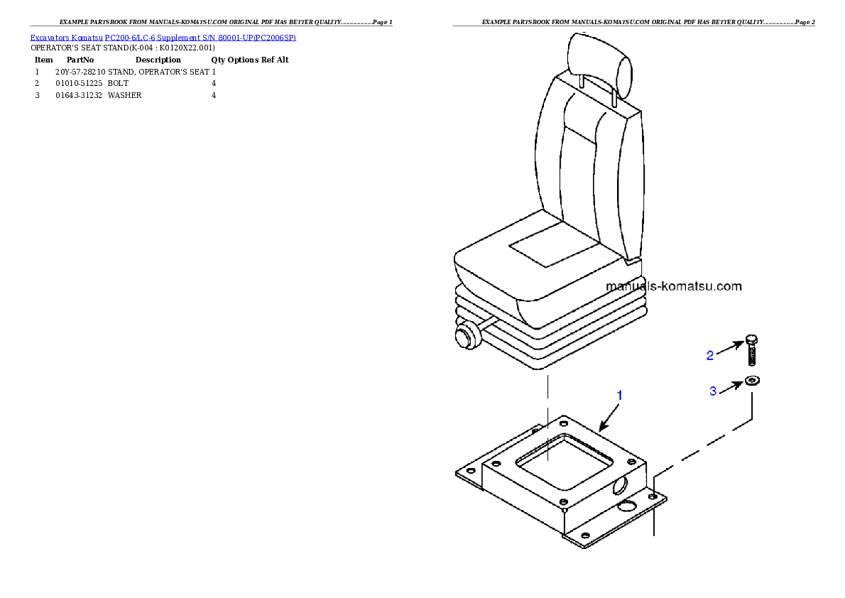 Protected: PC200-6/LC-6 Supplement S/N 80001-UP Partsbook
