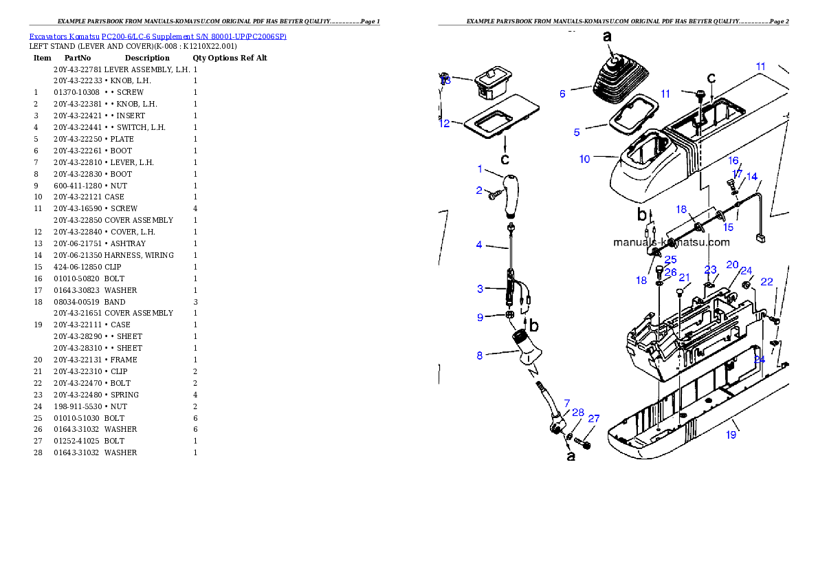 Protected: PC200-6/LC-6 Supplement S/N 80001-UP Partsbook