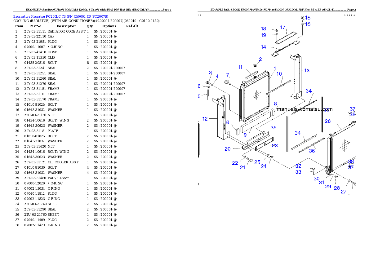 Protected: PC200LC-7B S/N C50001-UP Partsbook