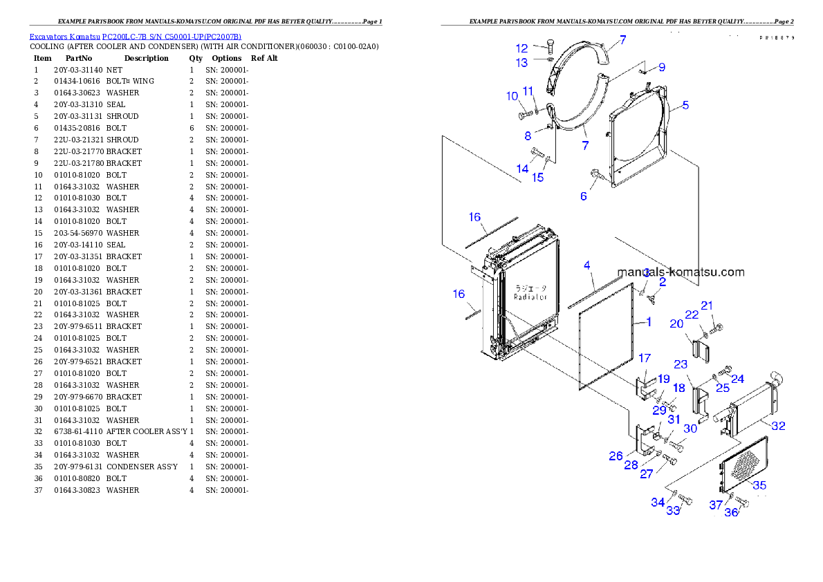 Protected: PC200LC-7B S/N C50001-UP Partsbook