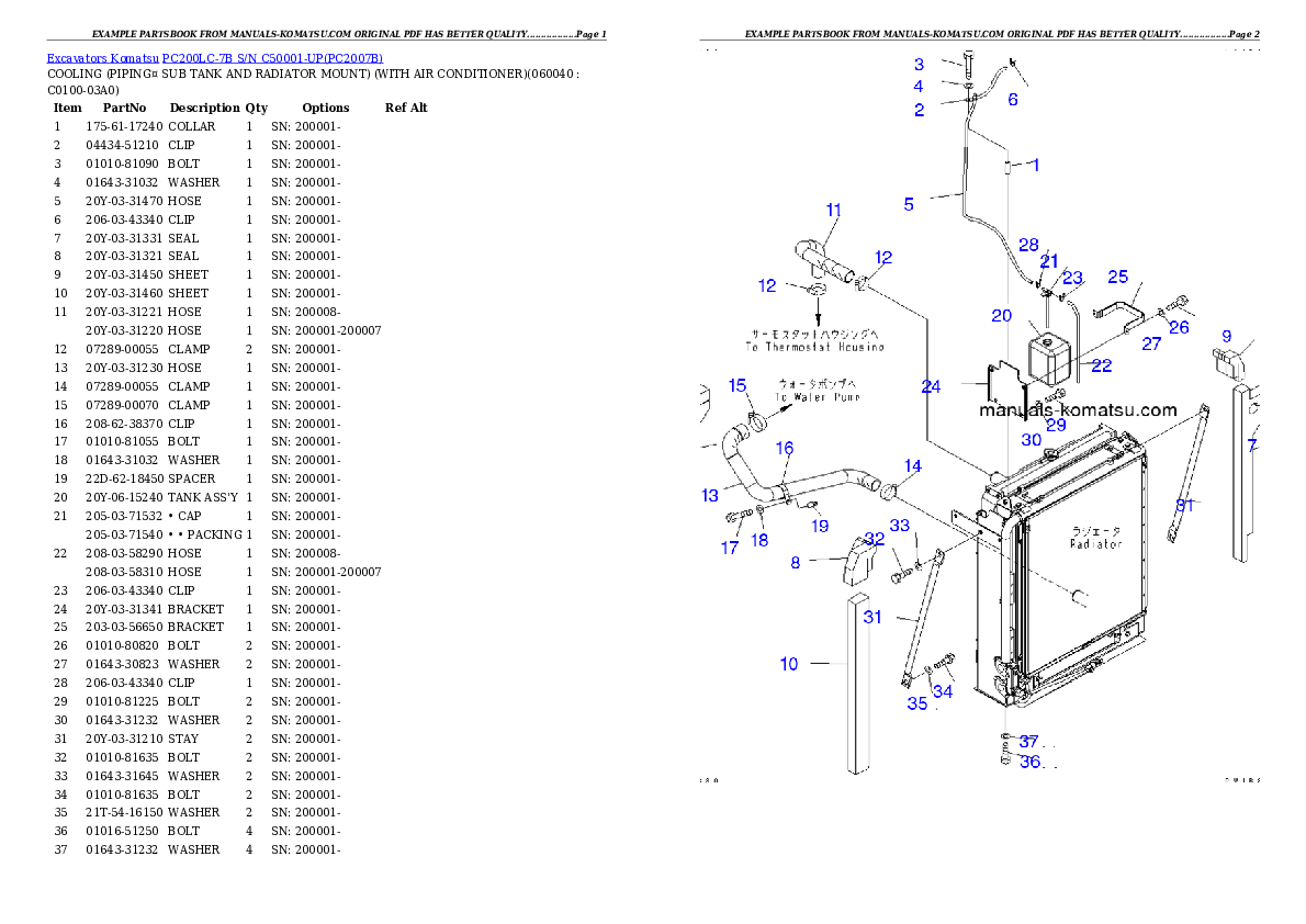 Protected: PC200LC-7B S/N C50001-UP Partsbook