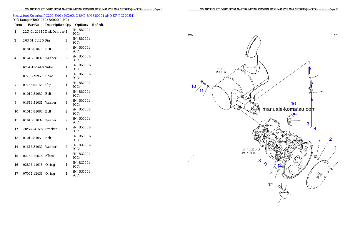 Protected: PC200-8M0 / PC200LC-8M0 S/N B50001 AND UP Partsbook