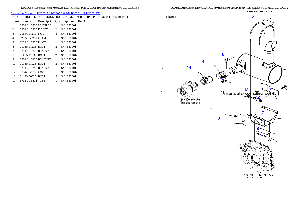Protected: PC200-8 / PC200LC-8 S/N B30001-UP Partsbook